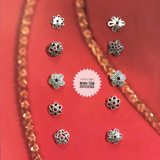 Chụp hạt đá phong thủy bạc Thái S925, Mũ chụp hạt đá vòng tay đá-Minh Tâm Jewelry