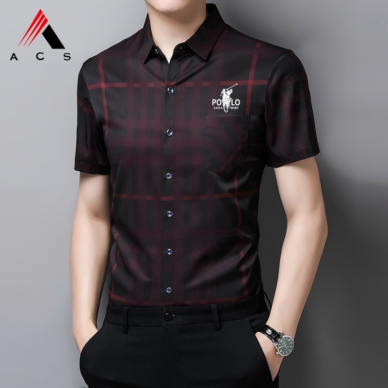 Áo Sơ Mi Tay Ngắn Kẻ Sọc 4 Màu Sắc Trẻ Trung Cho Nam Giới