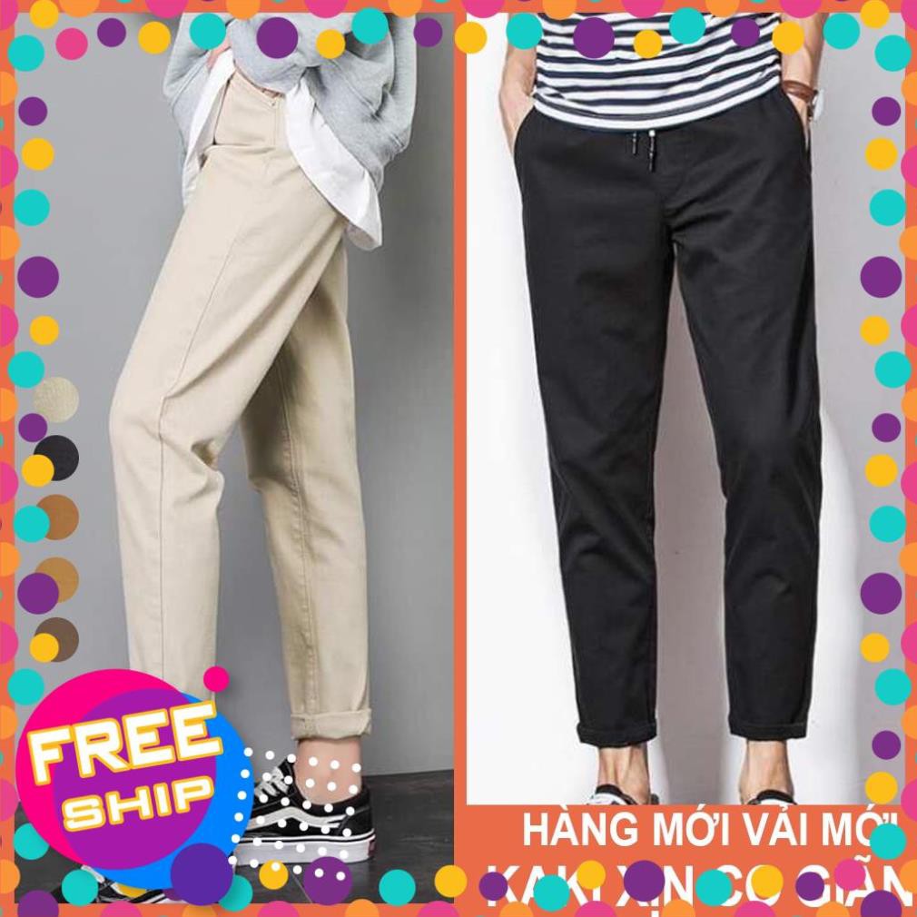 [ HÀNG HOT- BAO ĐẸP- XỊN] Quần baggy Kaki Unisex Nữ Nam vải loại 1 co giãn cạp chun Madela, Baggy ka