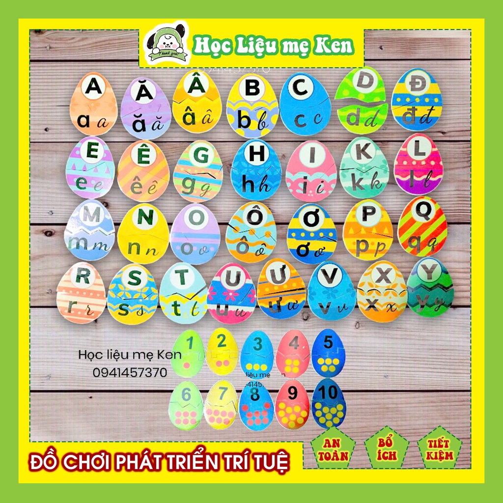 Bộ trứng 29 chữ cái Tiếng việt + 10 số