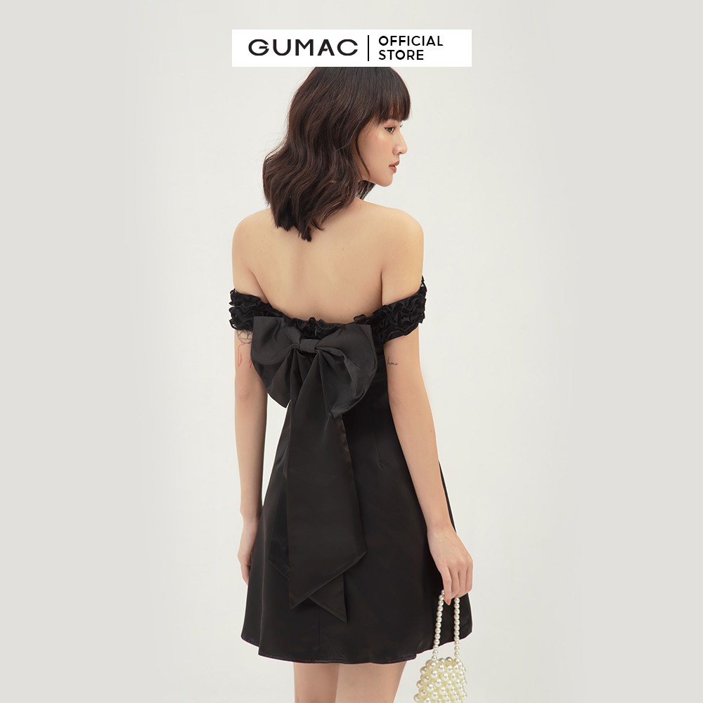 Đầm dự tiệc bẹt vai GUMAC thiết kế nhấn vai quyến rũ, màu đen đủ size DB383 | BigBuy360 - bigbuy360.vn
