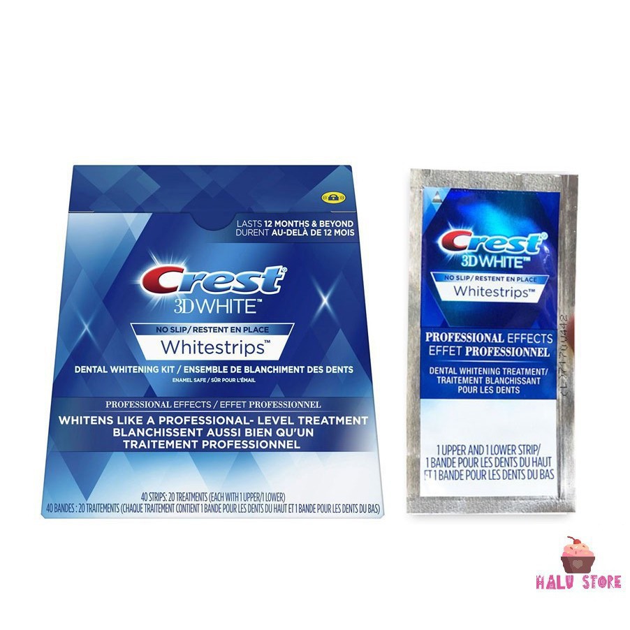 445566 Combo 14 miếng (7 gói/7 ngày) dán trắng răng Crest 3D White Whitestrips loại Professional Effects - Mỹ bopster