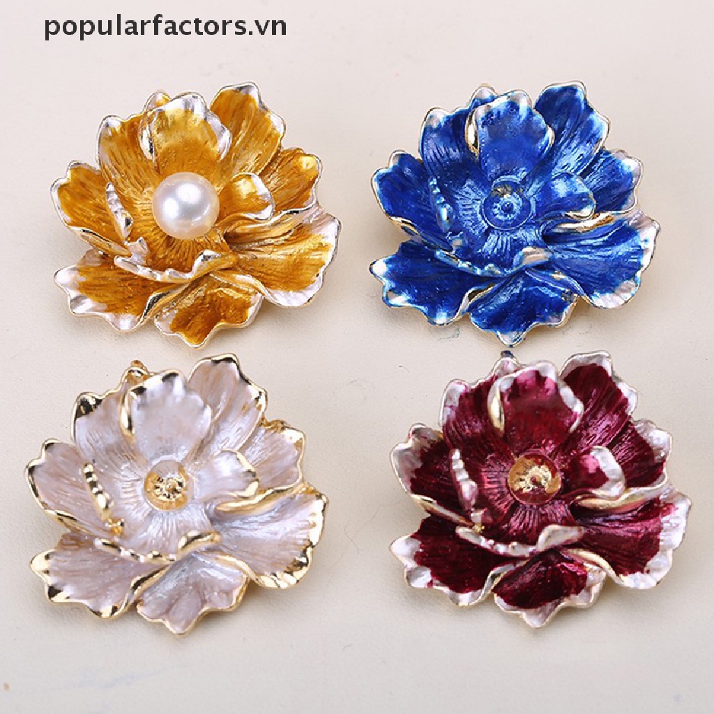 Ghim Cài Áo Hình Bông Hoa Đính Ngọc Trai Phong Cách Vintage