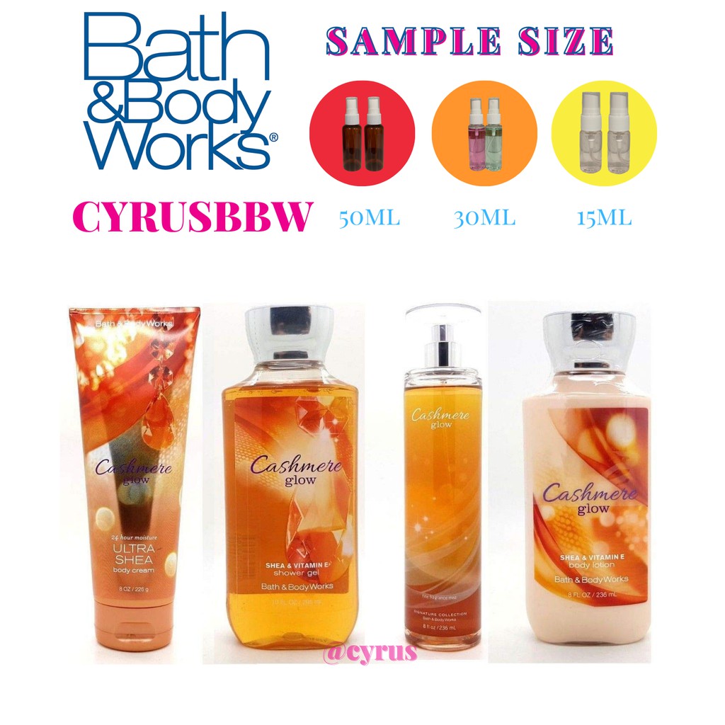 Bộ Sản Phẩm Mist Xịt Toàn Thân, Gel Tắm, Lotion Cashmere Glow Bath & Body Works từ Mỹ