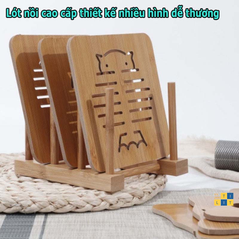 Miếng Gỗ Lót Nồi Thú Vị Décor [Hình ngẫu nhiên] [LÓT NỒI GỖ]