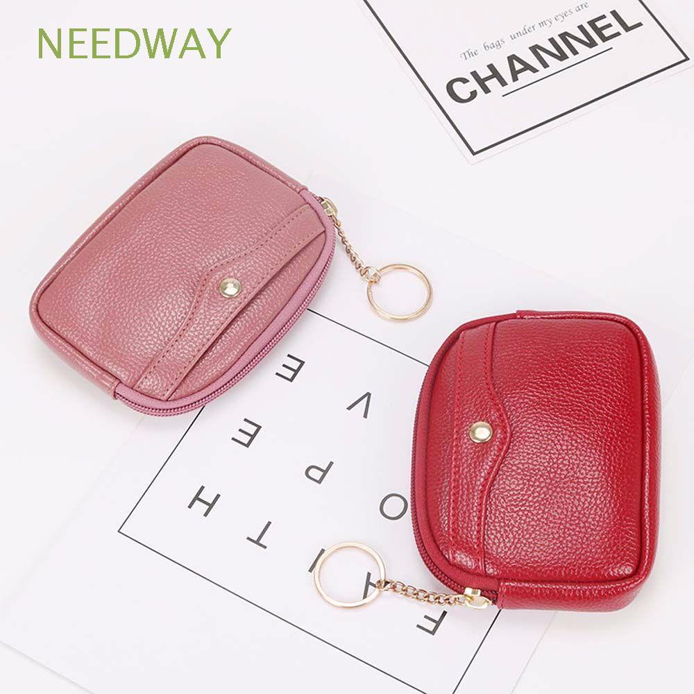 Ví Da Ngắn Mini Đựng Thẻ Và Tiền Xu Có Khóa Kéo Nhiều Màu Sắc Dành Cho Bạn Nữ