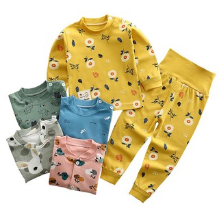 Bộ nỉ cotton dài tay cạp cao họa tiết cao cấp dành cho bé trai và gái