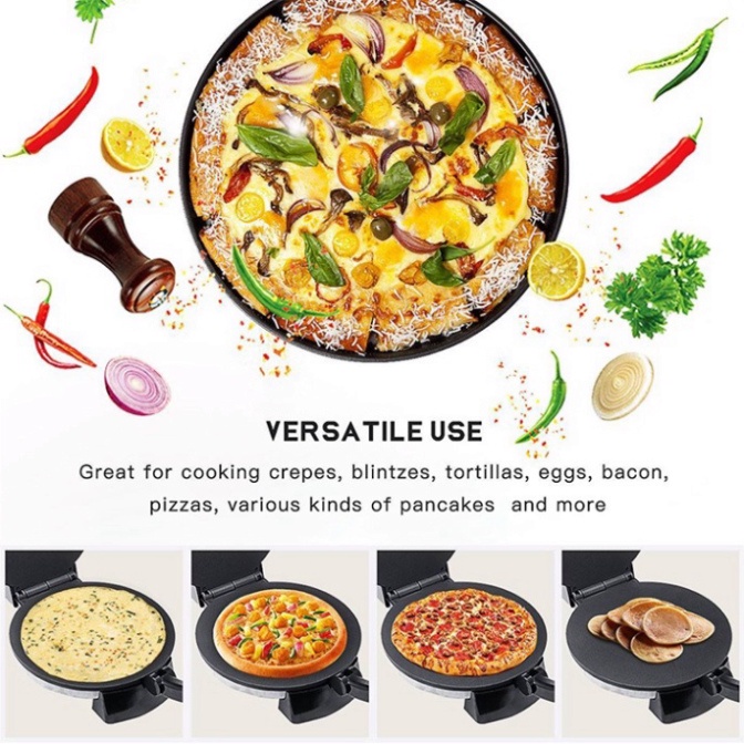 Máy nướng bánh đa năng công suất 2000W, khuôn trơn - làm bánh cuốn, làm bánh crepe, bánh xèo