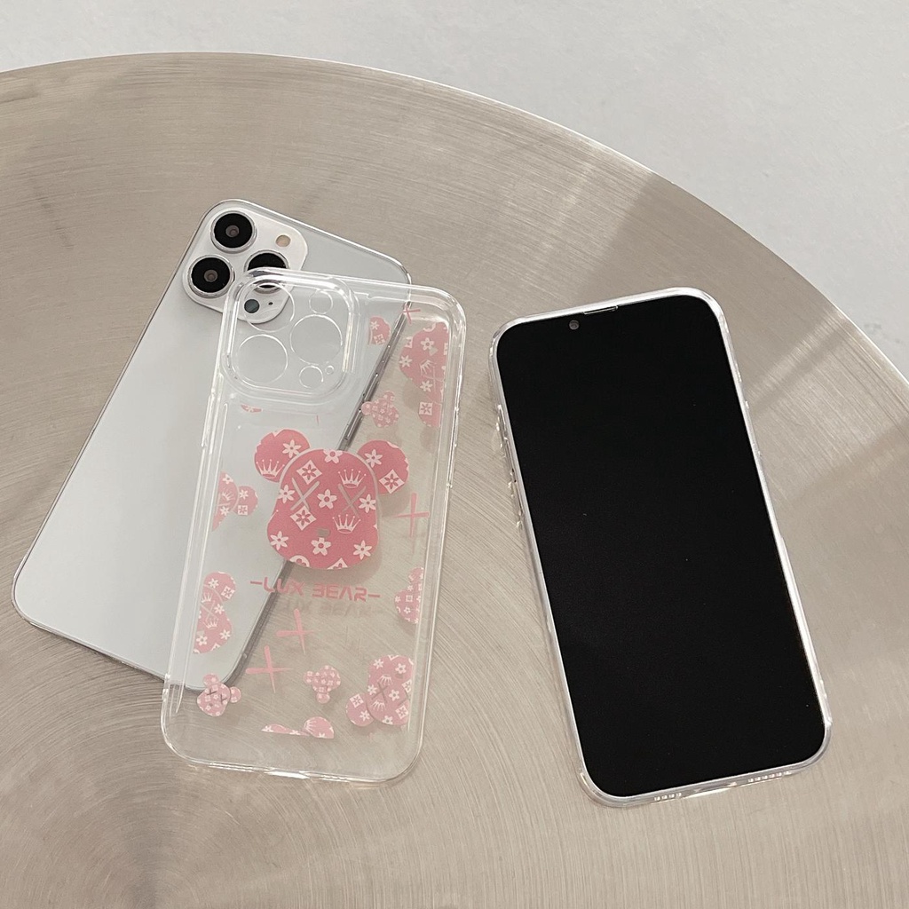 Ốp Điện Thoại Silicon TPU Mềm Trong Suốt In Hình Gấu Hoạt Hình Thời Trang Cho iphone 13 12 11 pro max x xr xsmax 7/8plus