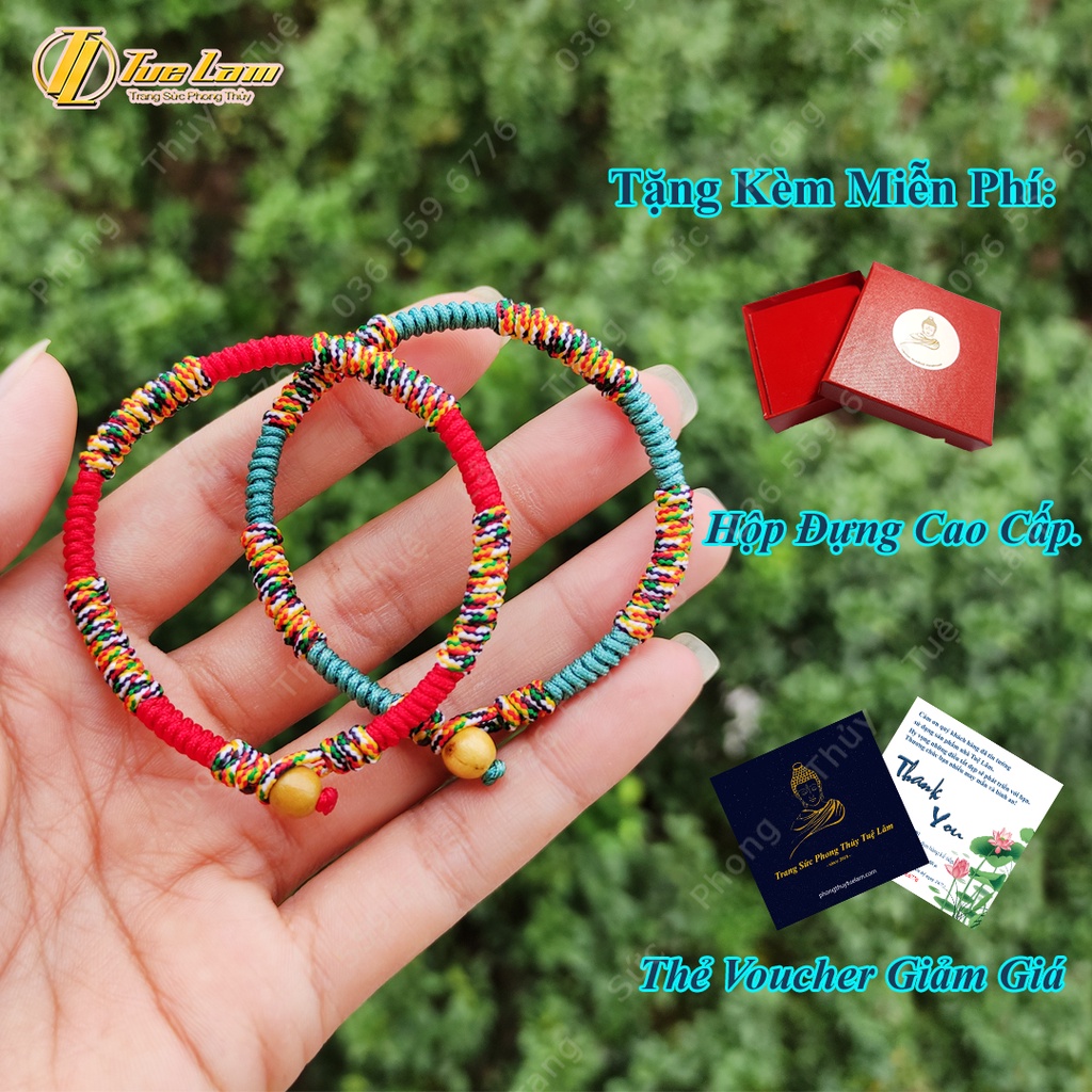 Vòng tay handmade dây chỉ bện soLe kiểu tây tạng size to, vòng tay đôi nam nữ may mắn - Tuệ Lâm