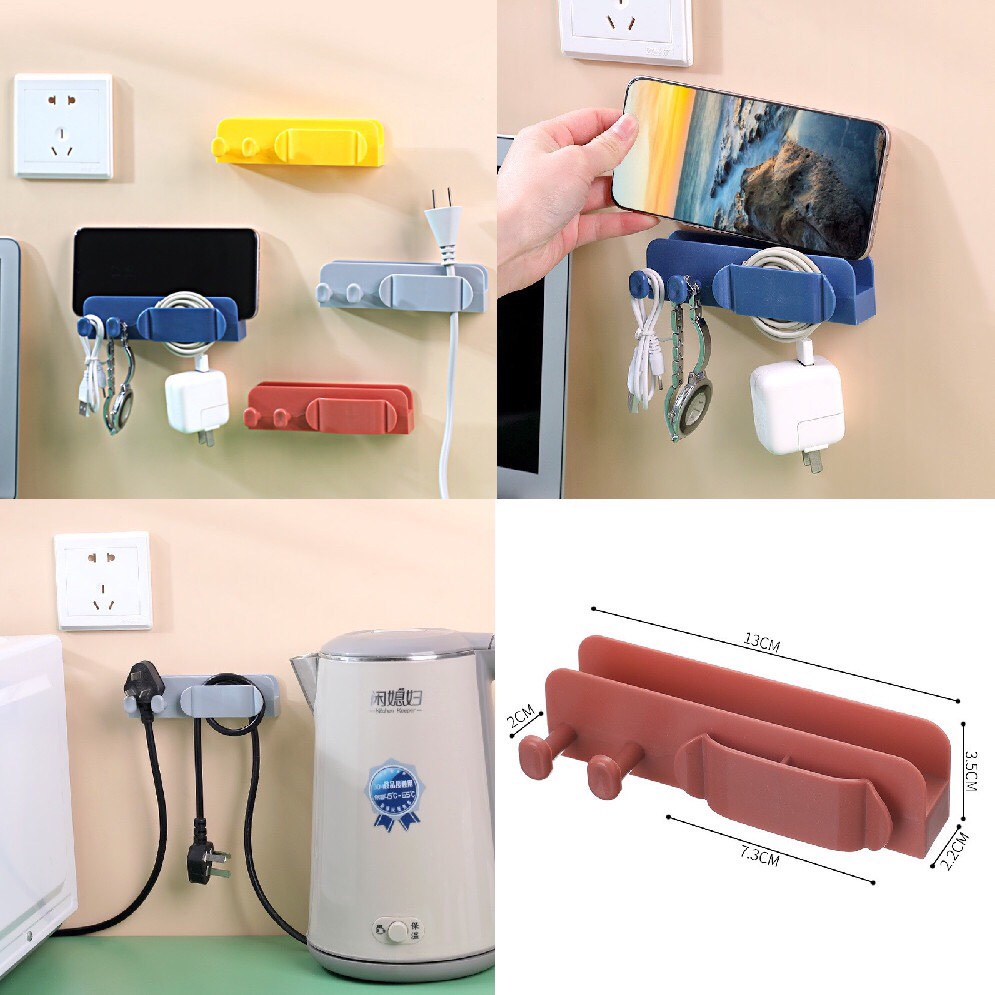 Giá đỡ điện thoại phích cắm dán tường thông minh 3 in 1
