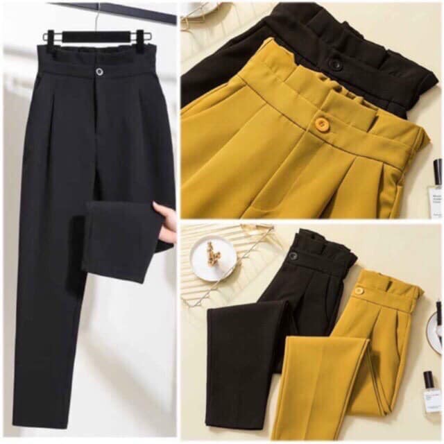 [Mã FAMARAL1 giảm 10K đơn 50K] Quần baggy nữ công sở cạp bèo chuẩn form thời trang LADYA STORE M150