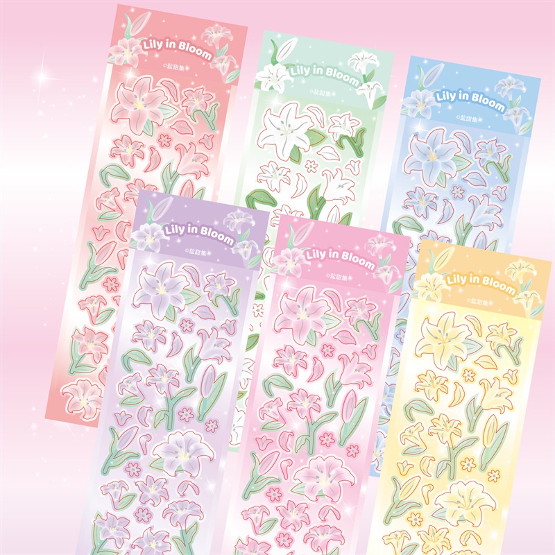Miếng Dán Hình Hoa lily Màu Bạc Trang Trí Thẻ Thủ Công