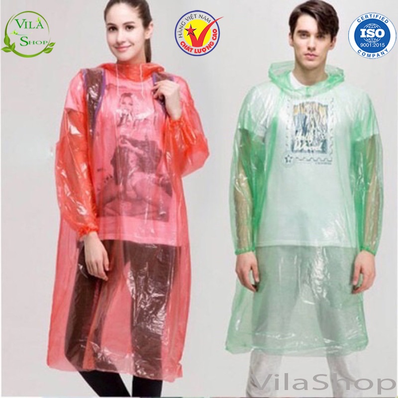 Áo Mưa Giấy Trong Chống Thấm Tốt, Áo Mưa Phương Tiện Chất Liệu Nhựa Pvc Mềm Dai Không Mùi An Toàn Tiện Lợi