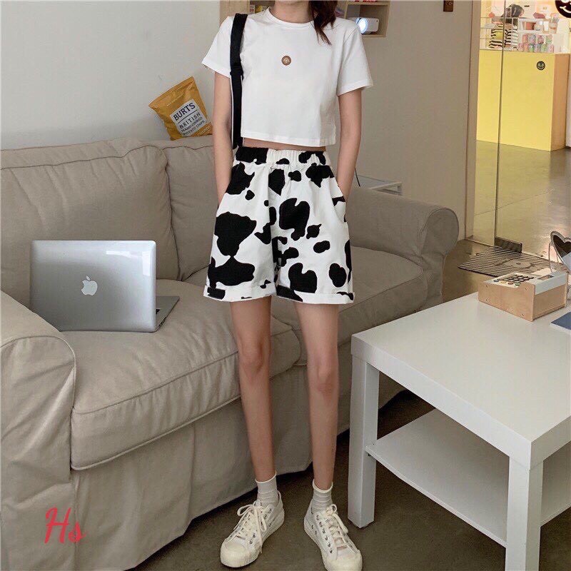 Quần đùi bò sữa nữ dáng rộng, quần short bò sữa Kanimi siêu hot