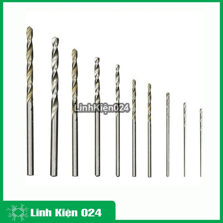 Bộ 11 Mũi Khoan Mini 0.5-0.6-0.7-0.8-0.9-1.0-1.2-1.5-2.0-3.0-5.0mm