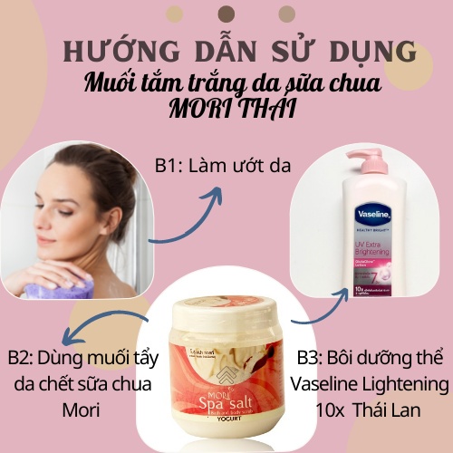 Muối tắm Mori sữa chua  Thái Lan 700g/Tẩy da chết toàn thân trắng da,ngừa mụn  sữa chua Mori Thái Lan 700g