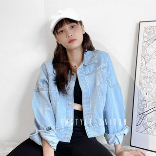 Áo khoác jean nữ, áo bò tay dài 2 túi hộp ulzzang thời trang VM Shop 21KJU05TU1401