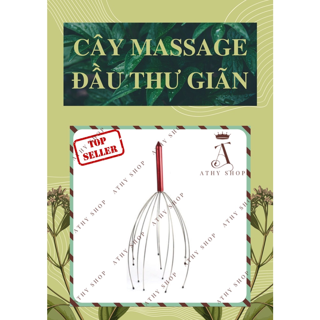 CÂY MASSAGE ĐẦU THƯ GIÃN, dụng cụ mát xa đầu bạch tuộc, đồ mát-xa gãi ngứa da đầu, hỗ trợ lưu thông máu, head massager