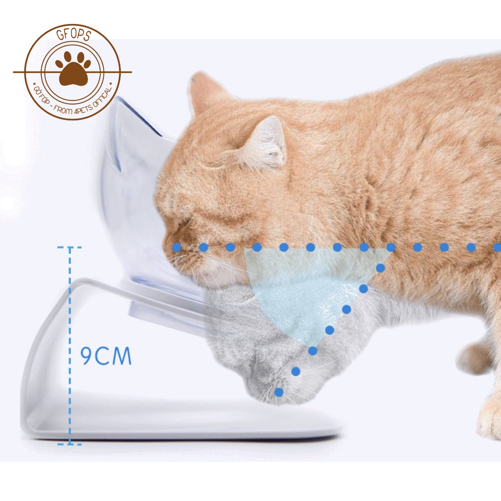 Bát đựng thức ăn cho chó mèo chất liệu nhựa PVC cao cấp, nghiêng 30 độ chống gù - 4pets official