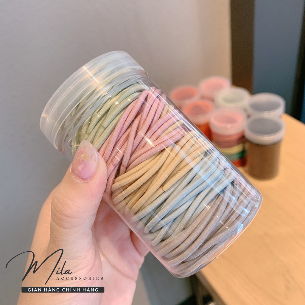 Dây buộc tóc hàn quốc vải cute MILA D103 ❤️HỘP 100 CHIẾC❤️ chun đơn co giãn cực bền bỉ Mila Accessories