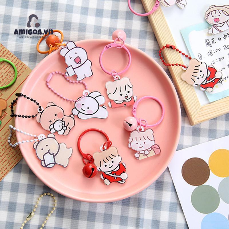 Móc Chìa Khóa Dạng Chuỗi Hạt acrylic Họa Tiết Gấu Dễ Thương Nhiều Màu Sắc