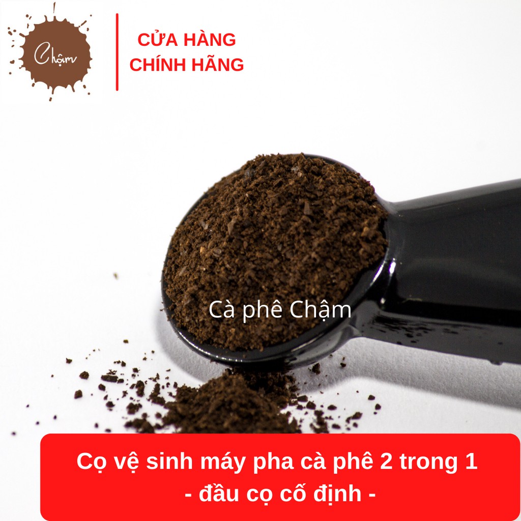 Cọ vệ sinh máy pha cà phê 2 trong 1 - đầu cọ cố định - tay cầm có rằn