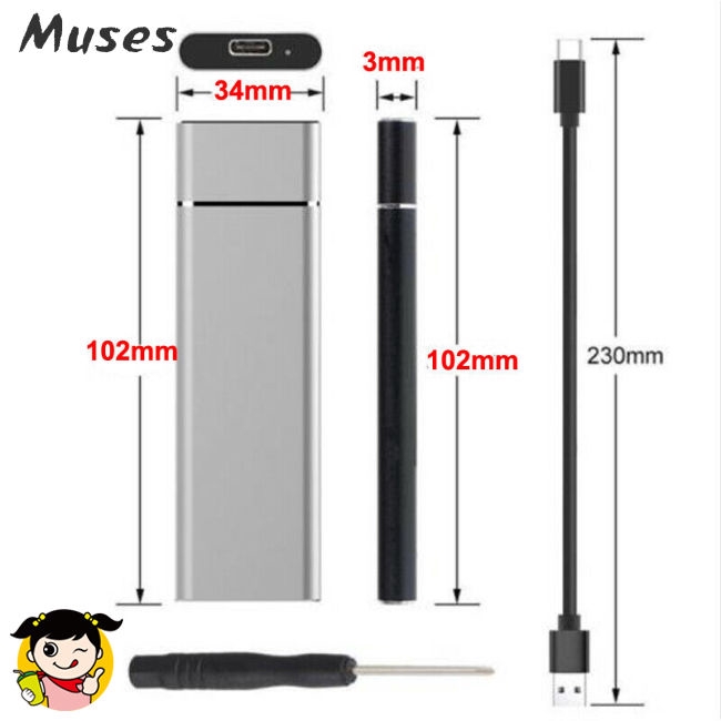 Muse07 Vỏ đựng ổ cứng M.2 NGFF - USB 3.1 Type-C SATA SSD 10Gbps chất lượng cao | BigBuy360 - bigbuy360.vn