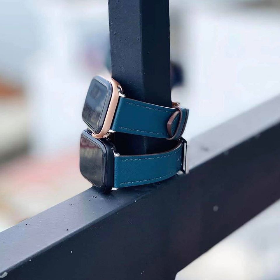 Dây da H.E.R.M.E.S màu xanh ngọc cực chất dành cho Apple Watch