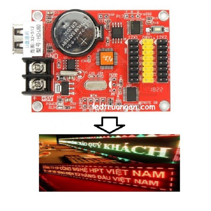 Card HD U60,Mạch điều khiển led ma trận 1 màu 3 màu