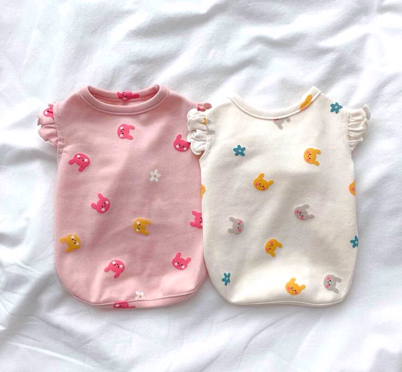 Áo vai bèo hoạ tiết thỏ cho thú cưng