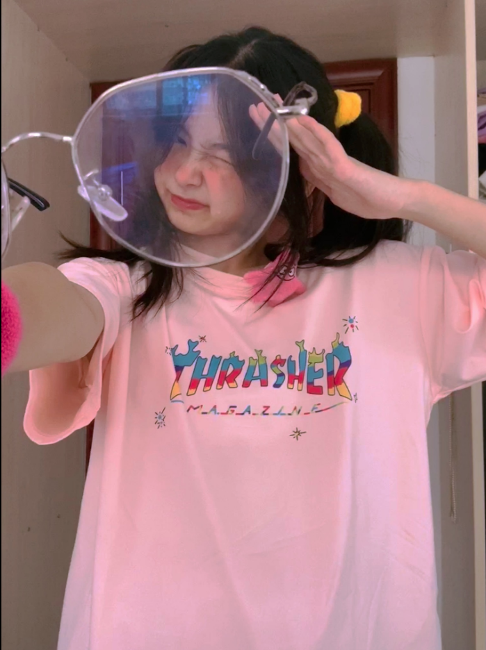 Áo Phông Nữ New Pink T-shirt Short Sleeve Student Korean Loose Letter Printed T-shirt