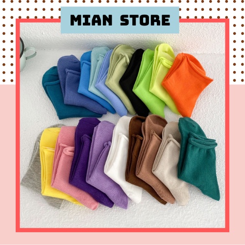Tất nhún vớ nữ nhún cổ cao màu trơn basic thời trang Vintage Hàn Quốc - T06