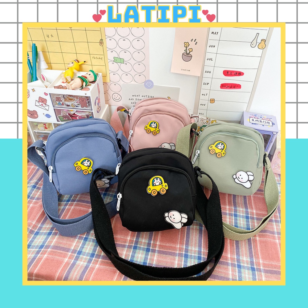 Túi Đeo Chéo Nữ⭐ FREESHIP 50K⭐Túi Tote Đeo Chéo Vải Bố Tặng Kèm Sticker Trơn Chống Nước Size 15Cm