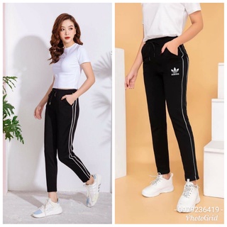 Quần Jogger nữ, Quần thể thao nữ phối 2 sọc, chất vải umi hàn thoáng mát cao cấp