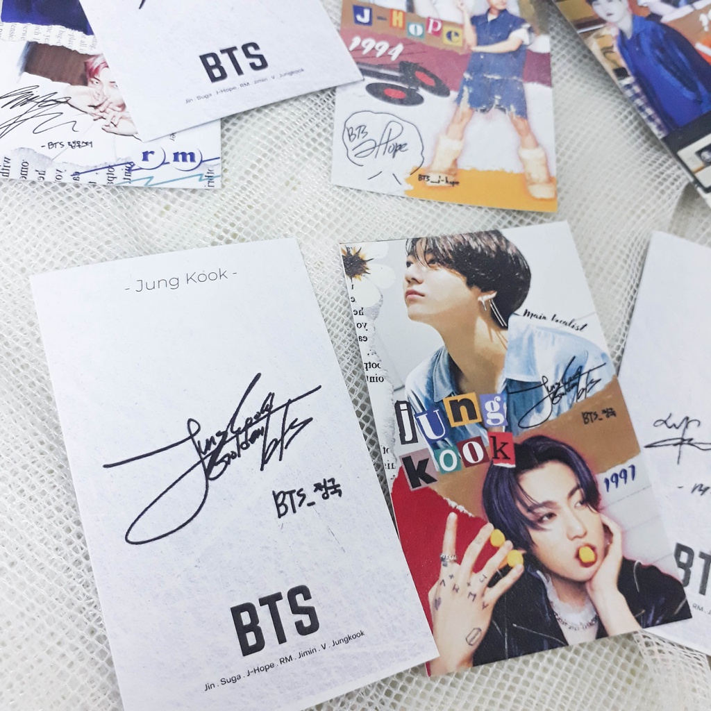 1 bộ 14 tấm card BTS đầy đủ 7 thành viên Jin, Jimin, Suga, Jungkook, Taehyung, Jhope, RM để collect hoặc làm sự kiện