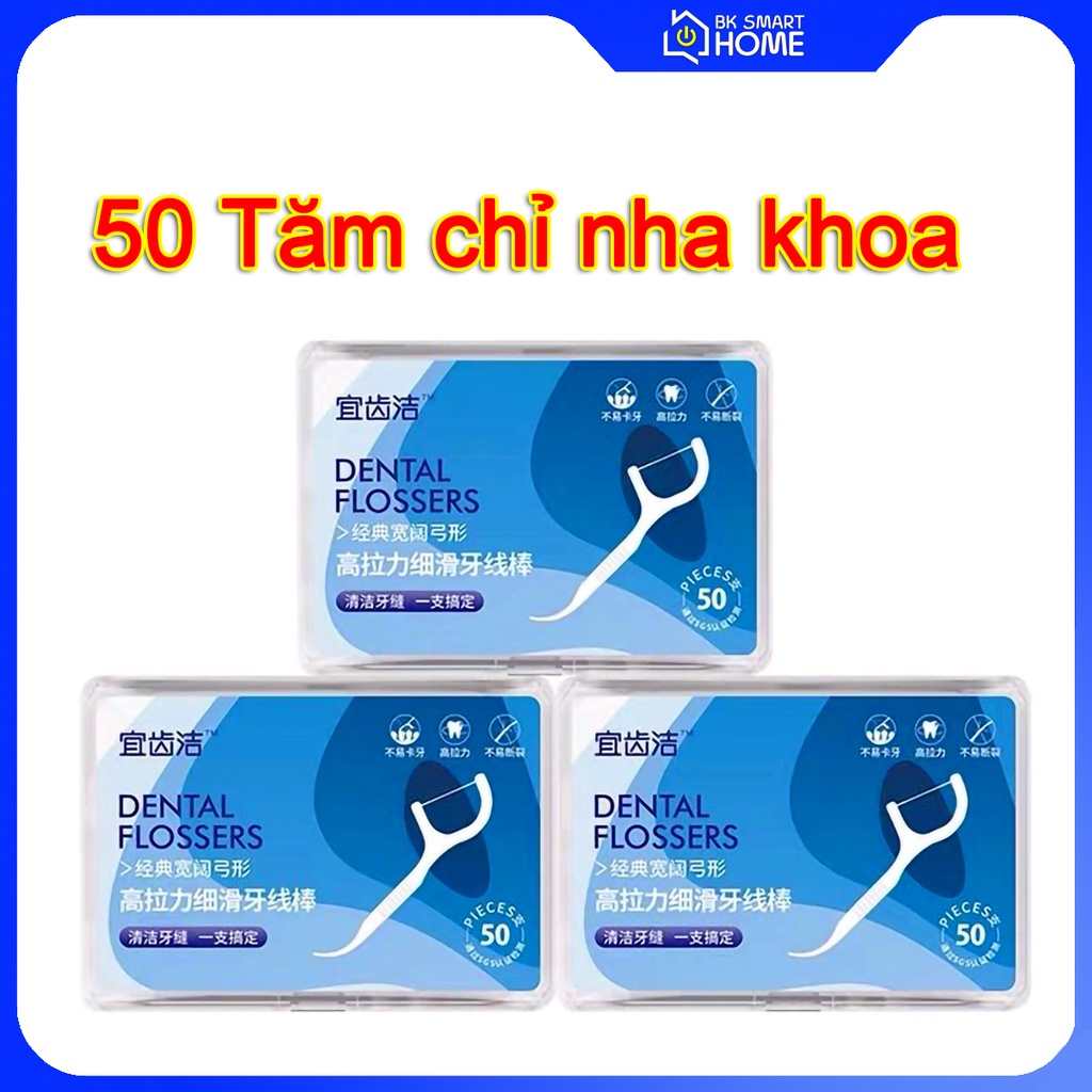 Hộp 50 Tăm Chỉ Nha Khoa tiệt trùng - Tăm chỉ Nha Khoa vệ sinh tối ưu răng miệng - Tăm chỉ Nha Khoa