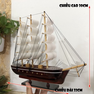 [Giao nguyên chiếc] Mô Hình Thuyền Gỗ Trang Trí Nhà Cửa - Tàu Belem Pháp - Dài 32cm - Gỗ Tự Nhiên