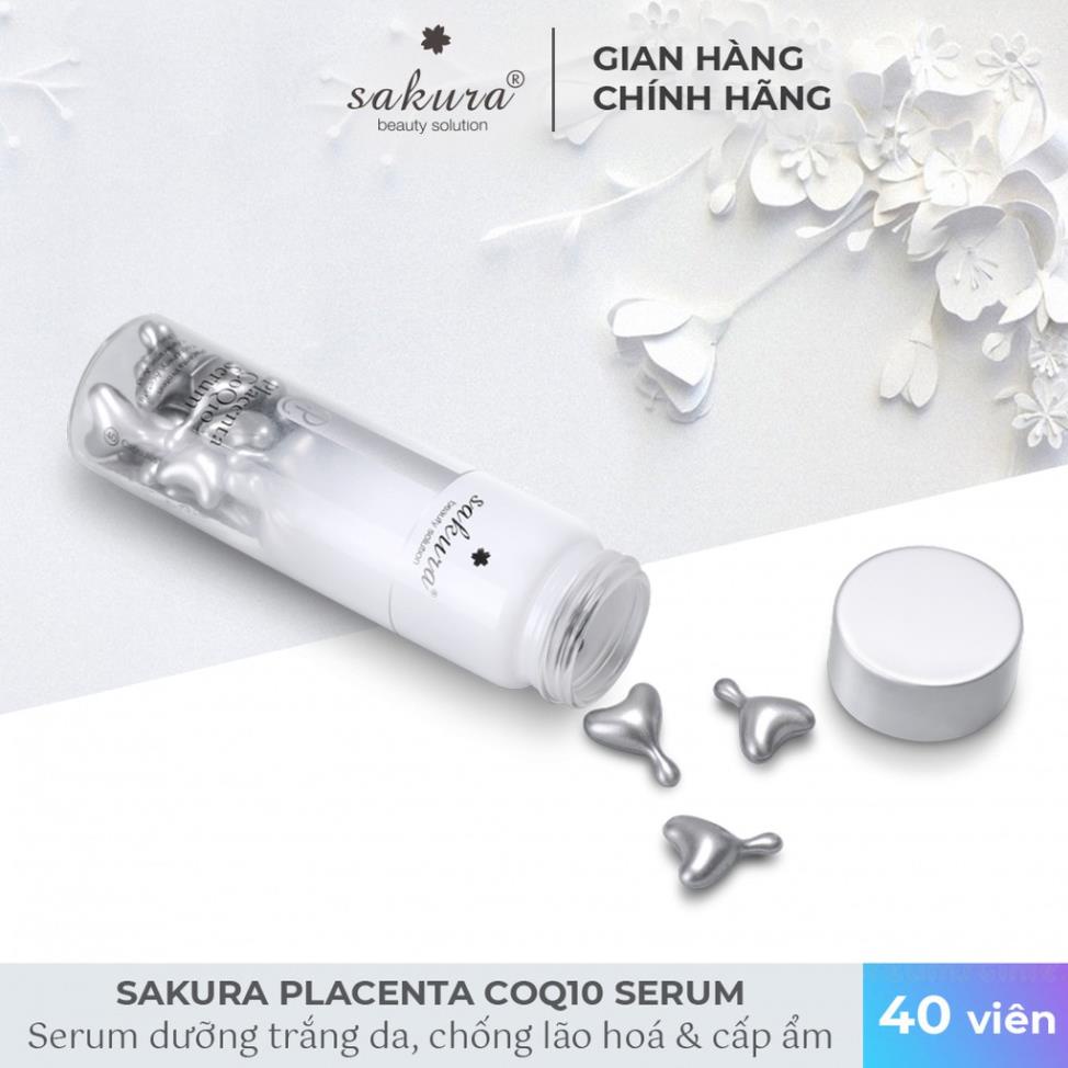 Serum dưỡng trắng da chống lão hóa tinh chất nhau thai cừu Sakura Placenta COQ10 40 viên - Mỹ Phẩm Mai Hân