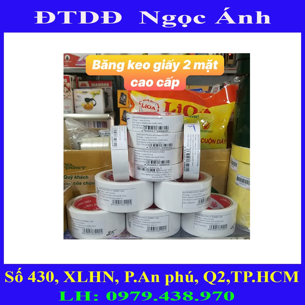 Băng keo giấy 2 mặt  2p5 đến 5p cao cấp