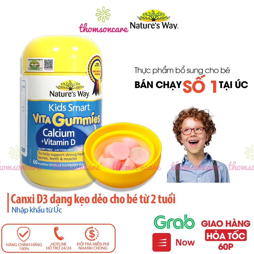 Kẹo bổ sung Canxi và D3 cho bé, nhập khẩu Úc Nature Way Kids Smart Vita Gummies Calcium và Vitamin D Hộp 60 kẹo dẻo gôm thumbnail