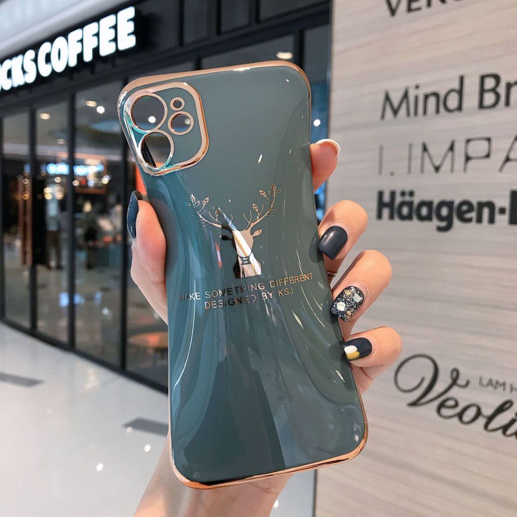 Ốp điện thoại silicon mạ chống rơi hình đầu hươu Milu1 cho iPhone 7 8+ SE X XS XR XSMAX 11 11pro 11promax 12 12promax
