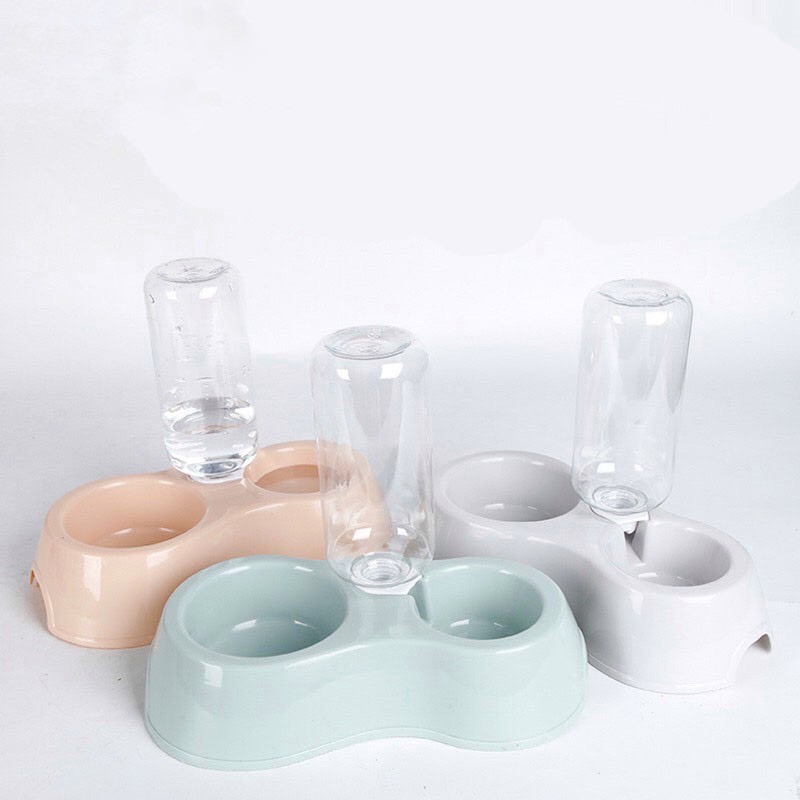 Bát ăn kèm bình nước tự động cho thú cưng, bát ăn cho chó mèo