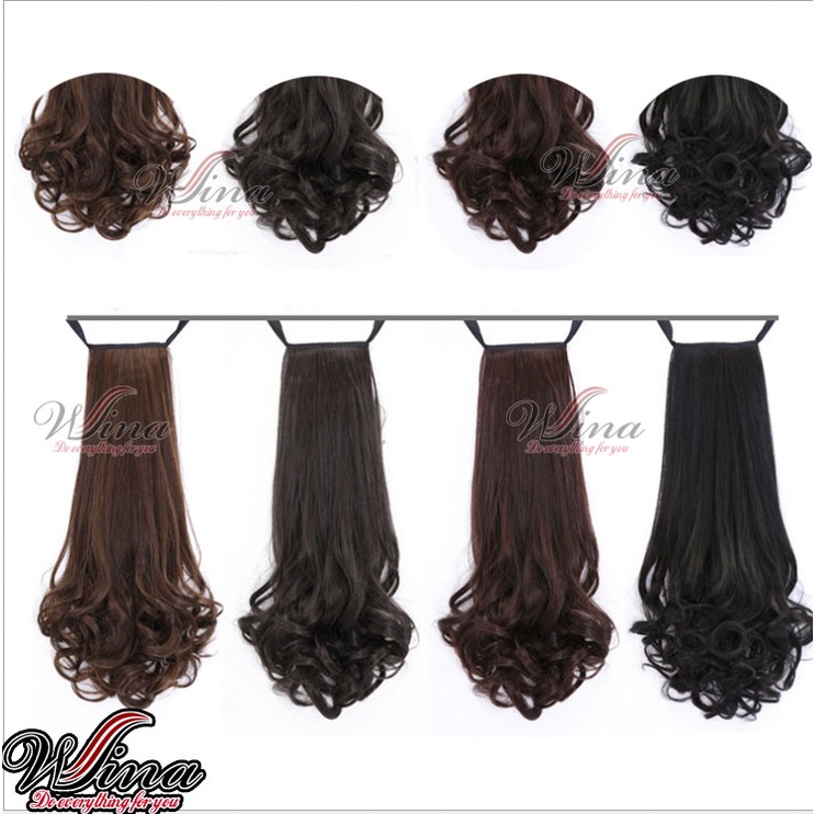 [Mã BMBAU50 giảm 7% đơn 99K] Combo [ Tóc Mái Thưa Thật + Tóc Cột Xoăn Đuôi ] WINA CBTMC-1