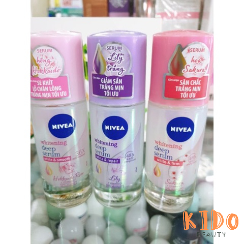 Lăn Ngăn Mùi NIVEA Serum 48h Hồng Hokkaido/ Sakura/ Lily | Lăn khử mùi nữ Nivea Serum X10 | Lăn nách nữ 40ml