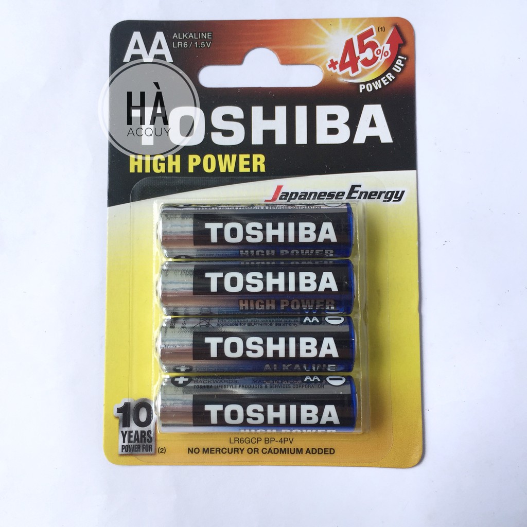 4 Viên Pin AA Alkaline Toshiba High Power, 1.5V - Chính hãng