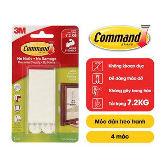 Miếng dán treo tranh tháo dỡ dễ dàng không để lại vết Command 3M 17206 tải trọng 7.2kg - vỉ 8 miếng - 2 màu đen trắng
