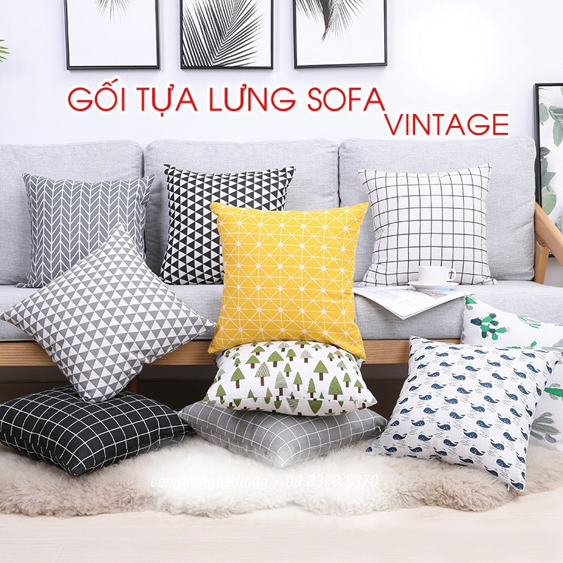 GỐI SOFA TRANG TRÍ - GỐI TỰA LƯNG CANVAS làm size theo yêu cầu