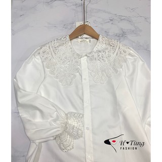 Áo sơ mi cách điệu cổ ren điệu đà MSĐ