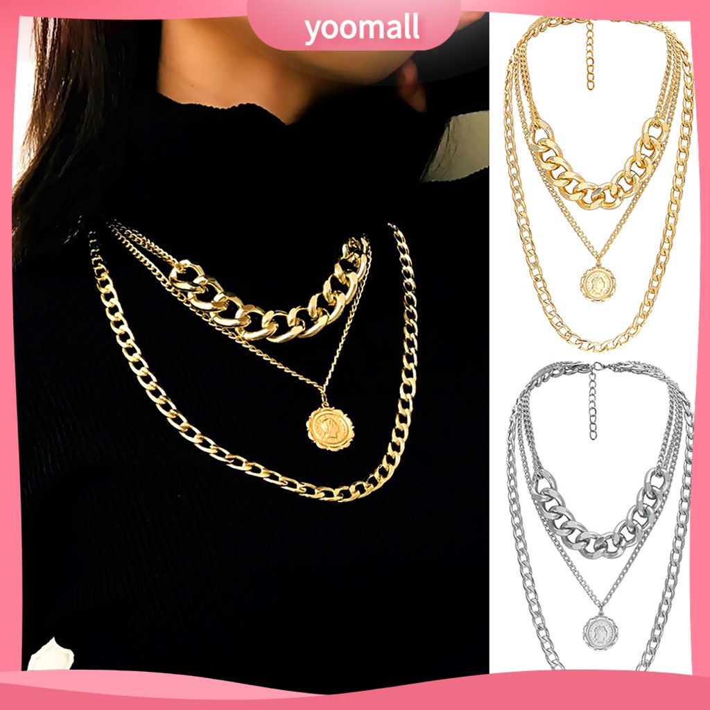 Dây chuyền nhiều lớp dây xích phong cách hip hop cá tính